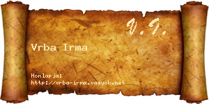 Vrba Irma névjegykártya