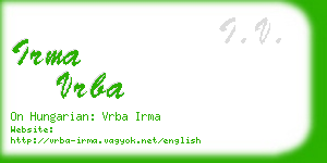 irma vrba business card